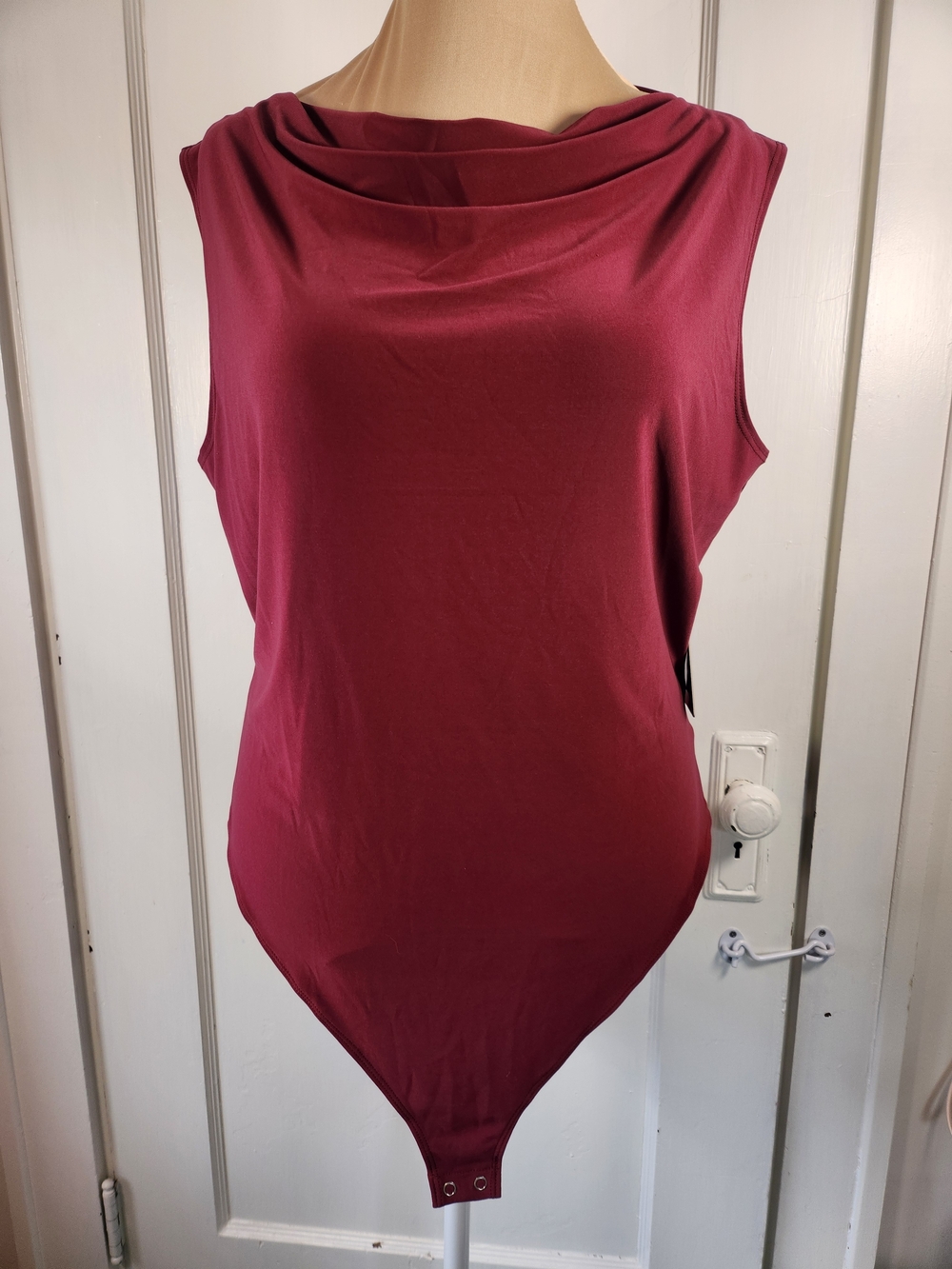 Express NWT XL Sleeveless Cowl Neck Bodysuit Burgundy Wine Red